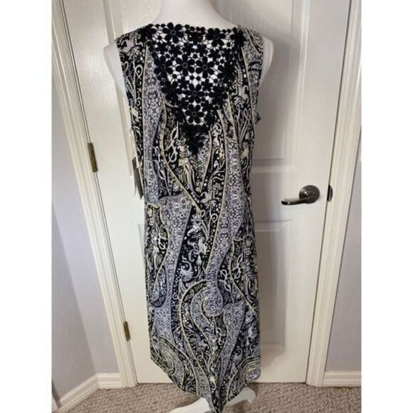 WORLD UNITY Print Crochet Shift DRESS  M - Picture 3 of 8